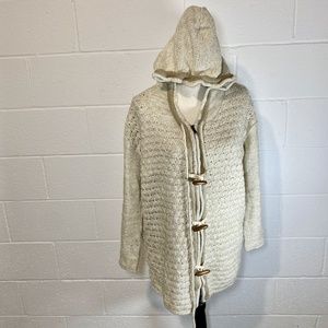 Love Stitch Oatmeal Beige Chunky Hoodie Zip Up & Toggle Knit Closure Cardigan